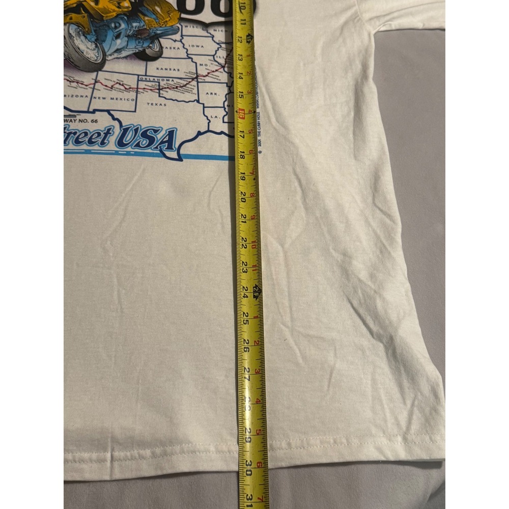 Vintage 2001 Route 66 Main Street USA Motorcycle T-Shirt White Y2K Large NEW - Picture 8 of 8
